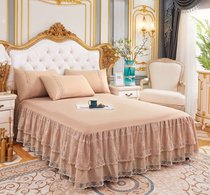 European style solid color lace dress single piece Princess lace bed skirt three-piece Simmons non-slip bed cover summer