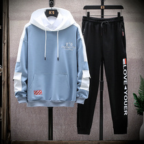 Autumn new mens sweater suit Korean casual handsome two-piece youth trend with hoodie