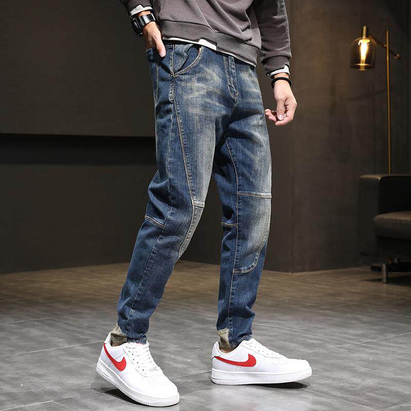 Tide Signs Day Ensemble Jeans Male elastic loose straight drum retro small footfall Casual Autumn Kharen Clothing Pants