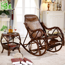 Real rattan Weike chair rattan art leisure lounge chair rocking chair old man lunch rest sleep rattan chair rattan rocking chair cool chair