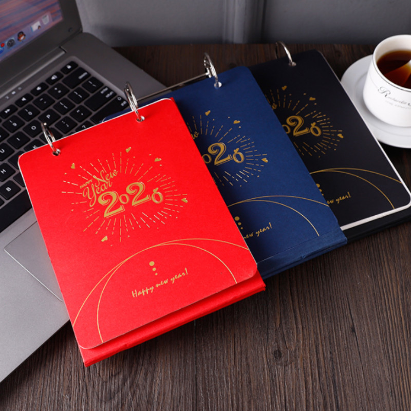 2020年鼠年定制台历现货黑触感艺术纸烫金+艺术纸内页印刷公司商务办公台历日历周历设计挂历记事本办公摆件