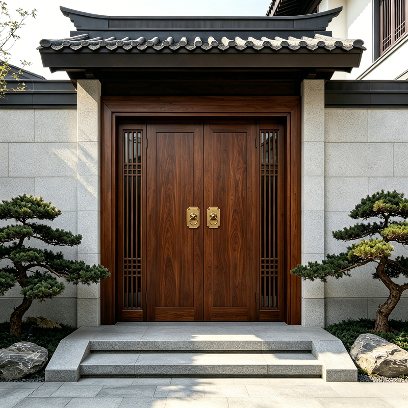 Solid Wood Double-Door Entrance Door for Self-Built Houses, Pineapple Lattice Villa Door, New Chinese-Style Entry Door, Rural Courtyard Door Solid Wood Double-Door Entrance Door for Self-Built Houses, Pineapple Lattice Villa Door, New Chinese-Style Entry Door, Rural Courtyard Door