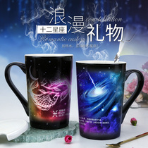  12 zodiac starry sky birthday couple gift creative trend water cup personality diy color-changing mug printed photo