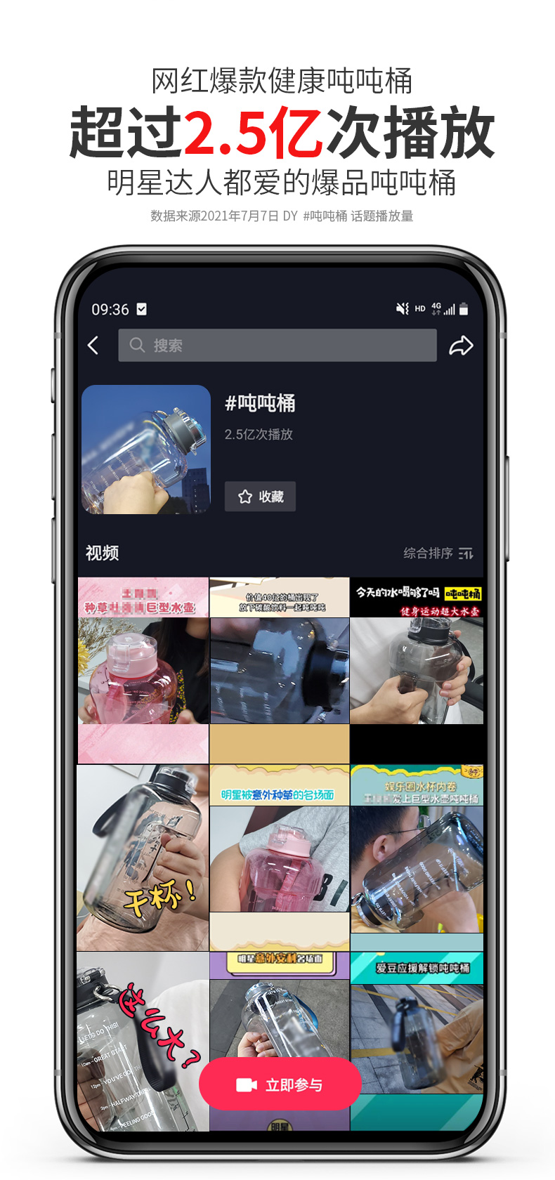 网红爆款 吨吨桶 2.2L运动水壶 图2