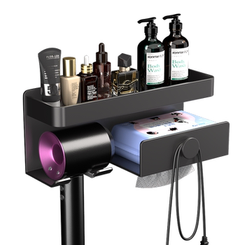Thickened space aluminum hair dryer storage rack