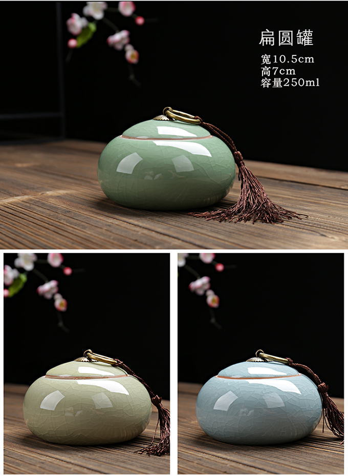 Qin Yun bình trà gốm kín bình lưu trữ nhỏ lớn lon trà xách tay hộ gia đình bộ trà có thể đóng gói hộp - Trà sứ bình trà giữ nhiệt