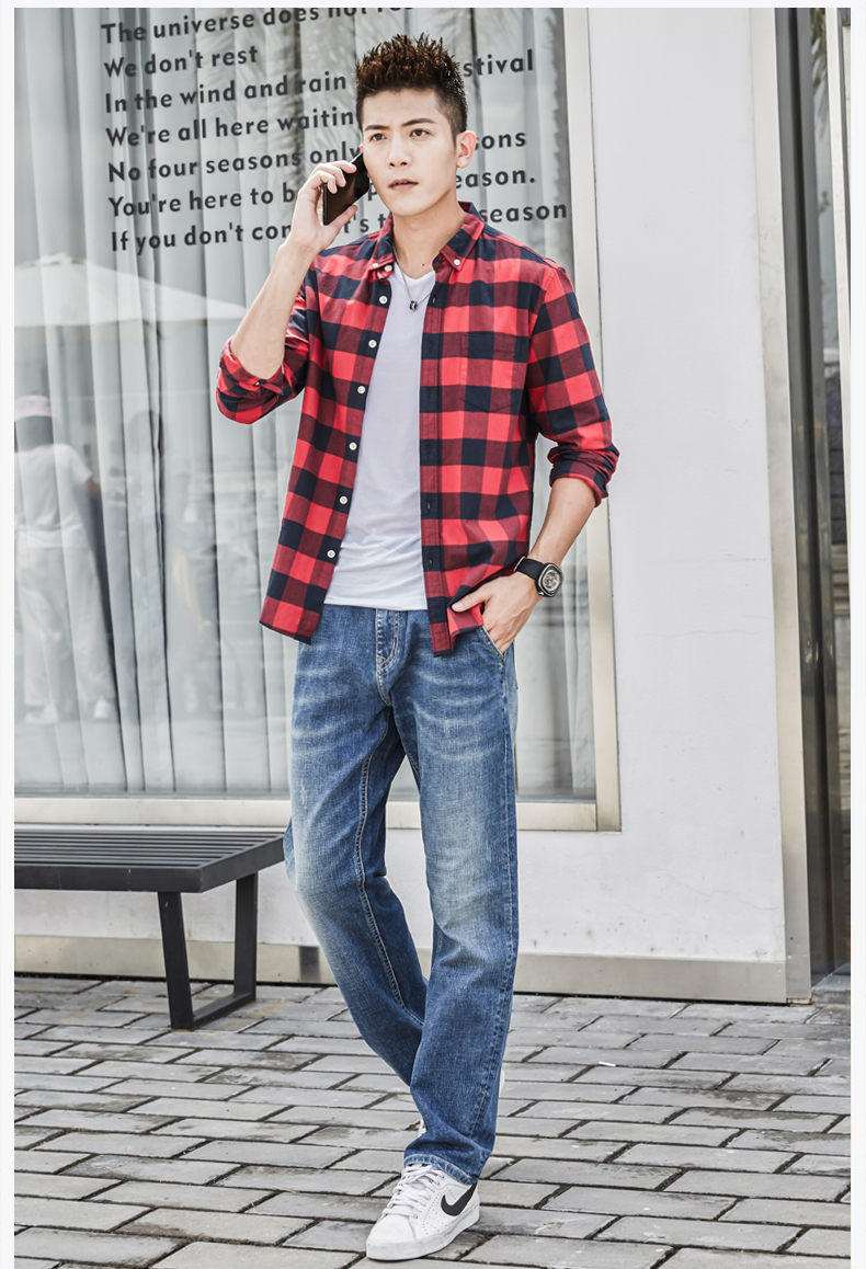 Big Cow Legend Jeans mùa thu Đàn ông lỏng lẻo thẳng thắn Thanh niên bất thường Kích thước lớn Quần thun đồ nam