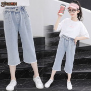 Cô gái denim bảy điểm quần 2020 mỏng lỏng quần rộng chân mùa hè váy trẻ em mới ở trẻ em giống như lớn quần.