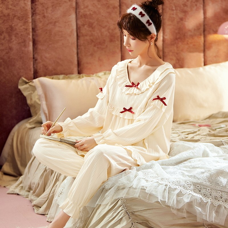 fy fangyi 2021 new spring autumn lady long sleeve pyjamas single layer sweet and outer wear
