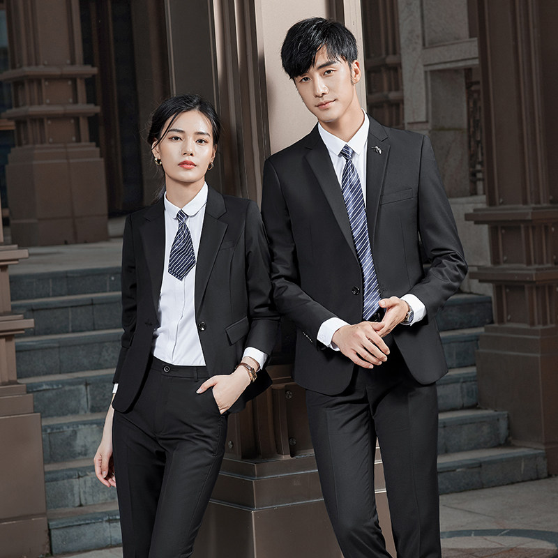 Men's and women's suits with the same style of professional suits, hotel front desk attendant work clothes, female formal wear, new best man dress, autumn and winter