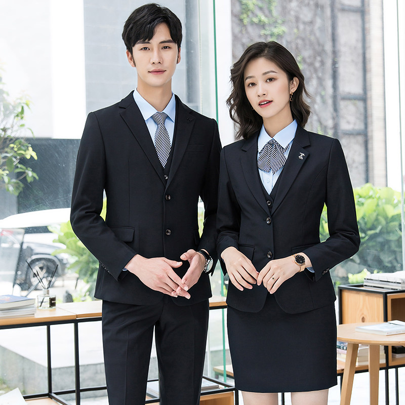 Autumn and winter high-end professional decoration body-fitting hotel work clothes for men and women with the same paragraph business formal suit suit suit temperament