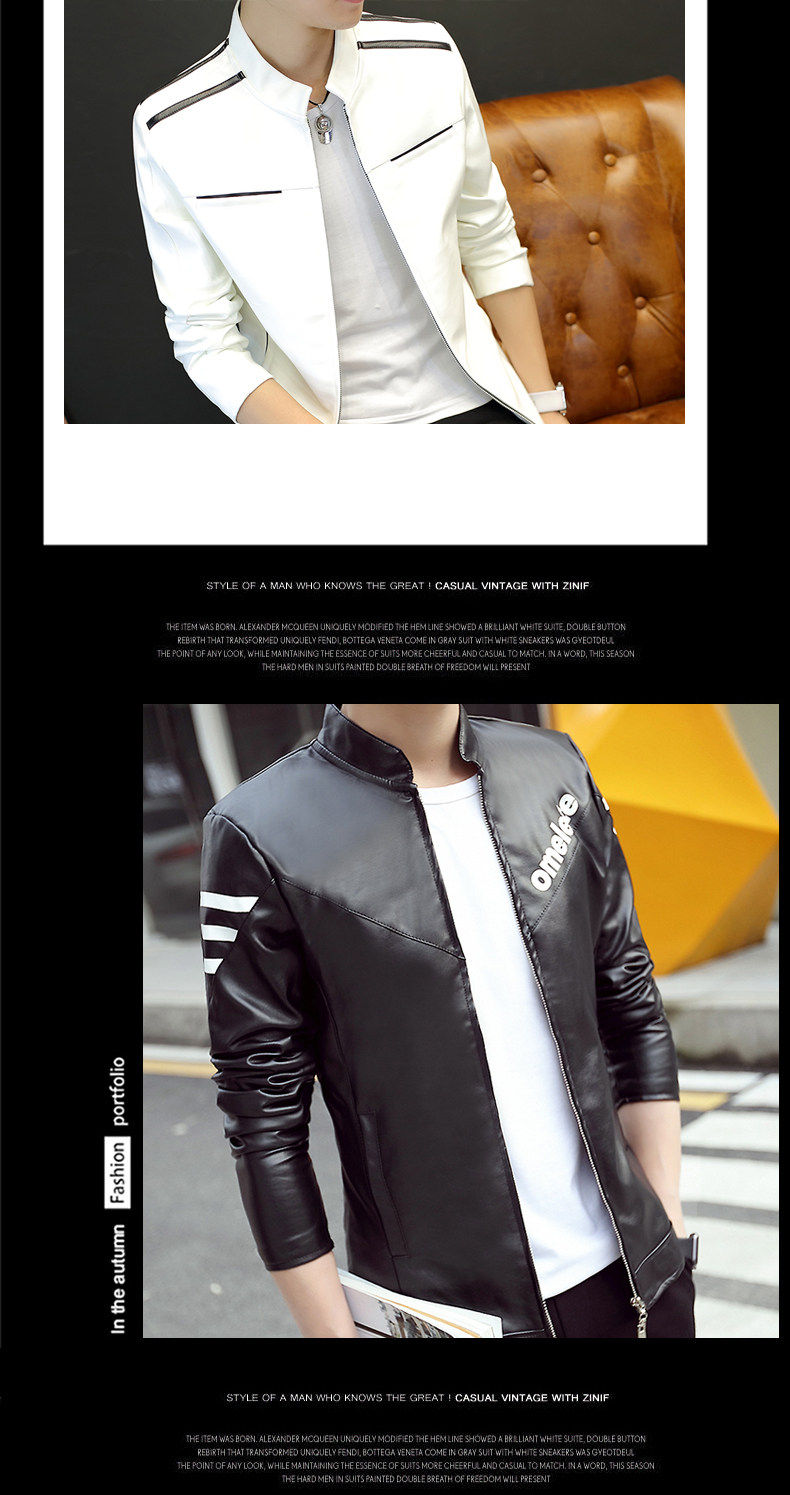 Da của nam giới xu hướng Slim Hàn Quốc phiên bản 2018 đẹp trai áo khoác da mùa thu và mùa đông thanh niên ngắn giản dị đầu máy áo khoác