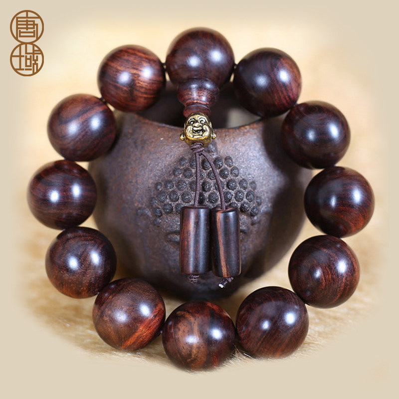 Tangyu authentic Hainan 108 purple oil yellow pear hand string Buddha bead rosary beads old material Buddha beads male and female bracelet rosary beads