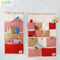 Washable cotton linen fabric storage bag door wall-mounted storage bag key hanging bag