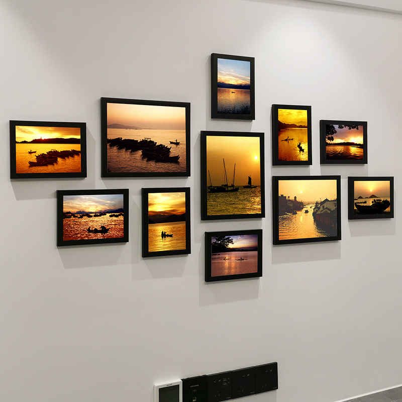 Simple Living Room Wall-Mounted Photo Frame Combination Sofa Background Photo Wall Sunrise Sunset Original Painting Core Simple Living Room Wall-Mounted Photo Frame Combination Sofa Background Photo Wall Sunrise Sunset Original Painting Core