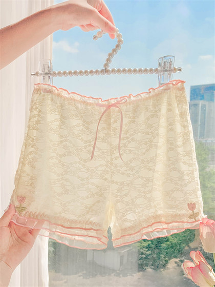 甜郁安全裤~蕾丝边打底裤防走光女2025新款夏季薄款不卷边可外穿