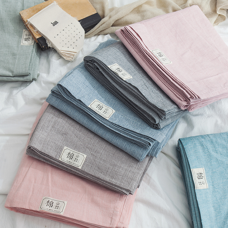 Japanese-style washed cotton cotton fitted sheet one piece pure cotton bed sheet student bedspread cover thickened Simmons mattress protector