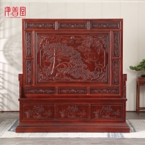 Jingshantang Dongyang wood carving Chinese solid wood 196 box seat screen bedroom hotel porch partition mobile screen