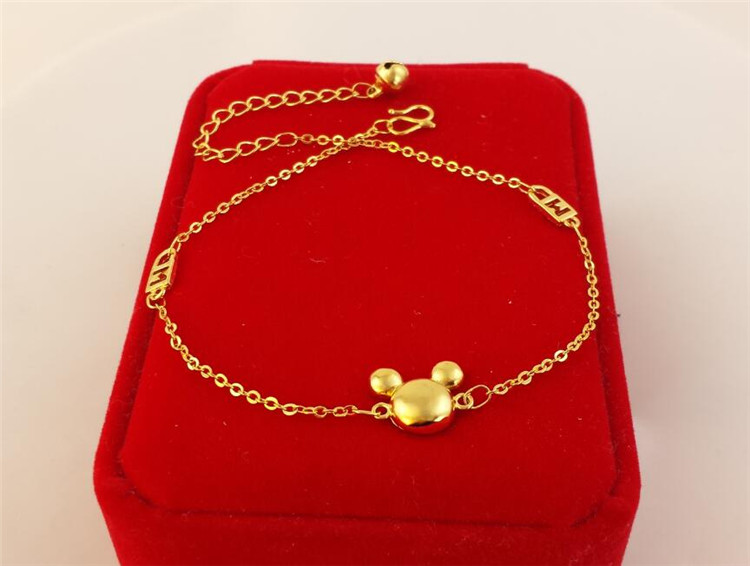 Việt Nam mới Shajin tình yêu vòng chân nữ mạ vàng hạt mờ đồng xu euro vòng chân vàng dày điều chỉnh thời gian dài không phai - Vòng chân lắc chân chuông