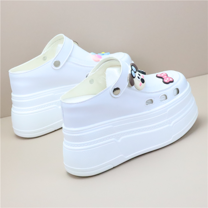 11cm Invisible Inner Heightening Small Women's Shoes Summer Cut Out Breathable Baotou Platform Sole Cartoon Heelless Slippers 11cm Invisible Inner Heightening Small Women's Shoes Summer Cut Out Breathable Baotou Platform Sole Cartoon Heelless Slippers
