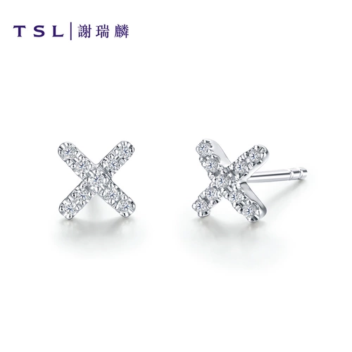 [Субсидия в десять миллиардов] TSL Xie Ruilin неограниченная серия, серьги из золота 18 карат с бриллиантами, женские серьги с бриллиантами 63243