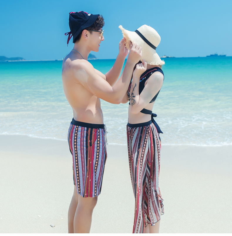 Bikini ba mảnh mùa xuân nóng bỏng ngực nhỏ Hàn Quốc tập hợp đồ bơi gợi cảm nữ mới cặp đôi đồ bơi nam quần đi biển đồ đi biển cho cặp đôi