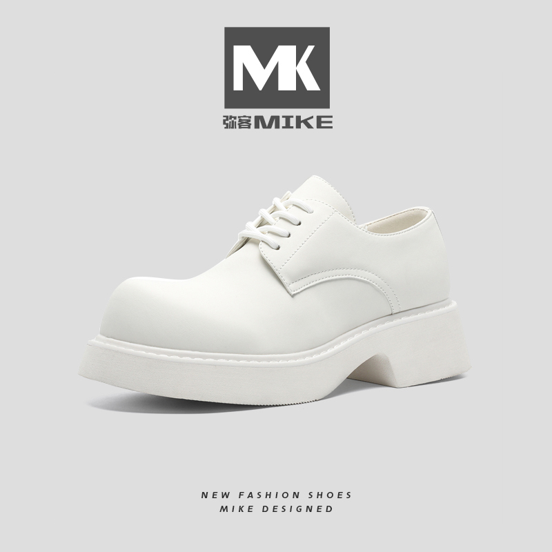 Mikke Original Big-Toe Shoes Men's Height-Increasing Derby Shoes 2026 Spring New High-End Thick-Soled White Casual Leather Shoes