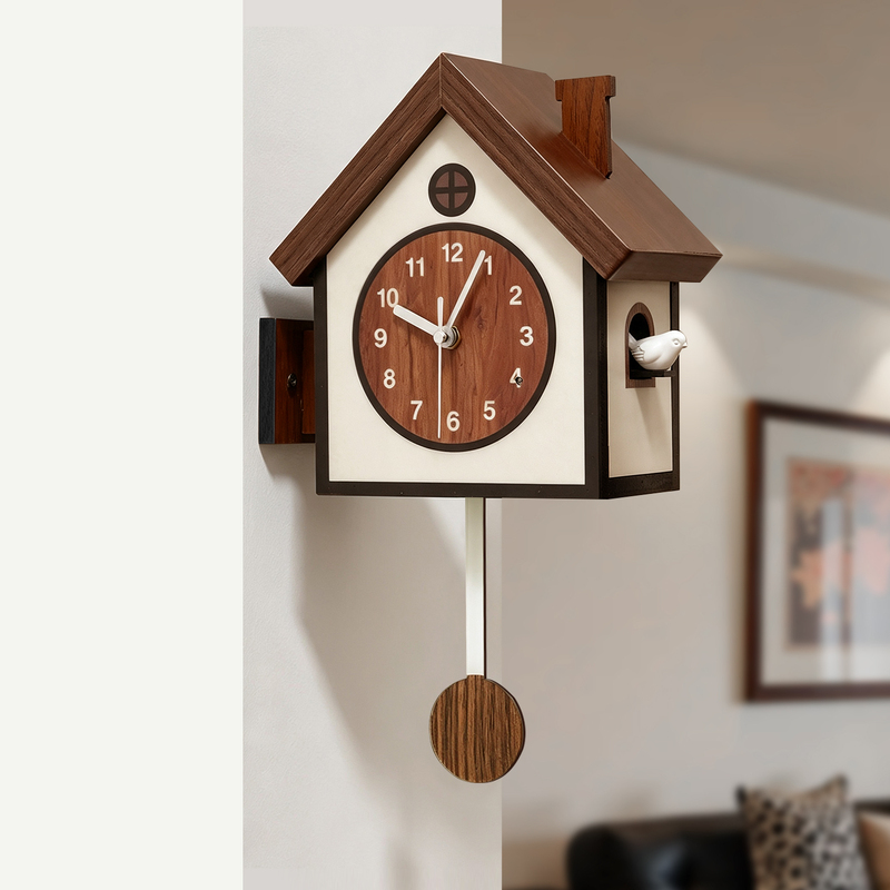 Vintage Cuckoo Clock Double-Sided Wall Clock for Home Living Room Corridor Hallway Corner Clock Creative Silent Clock Painting
