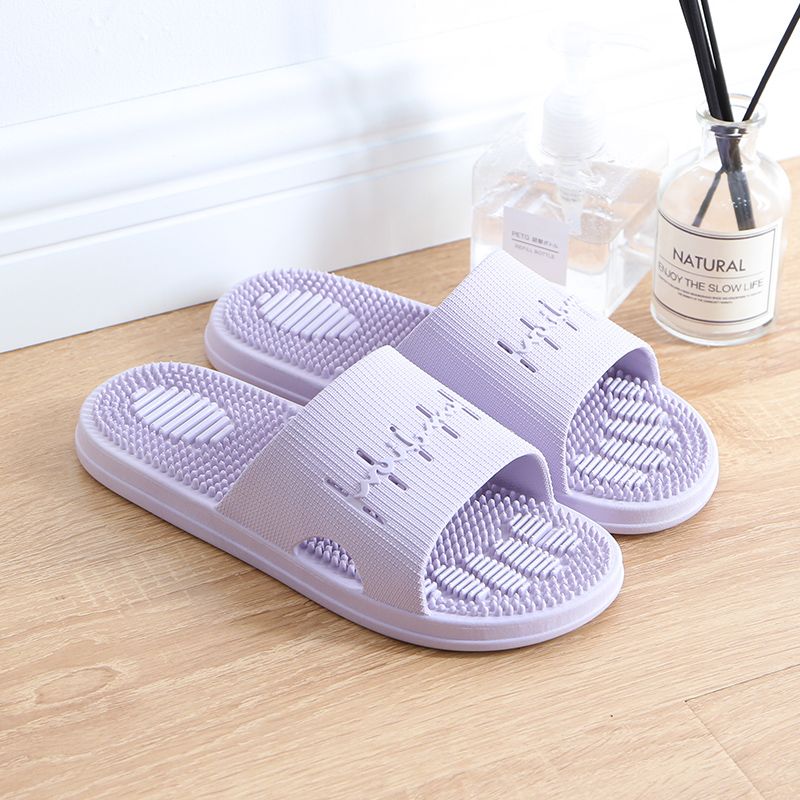 Grayish PurpleFire wheel summer thick Plantar massage sandals  female indoor lovers household non-slip Shower Room take a shower man Home Furnishing