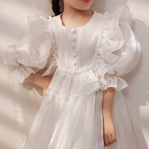 Белый детский наряд маленькой принцессы, пианино, свадебное платье, костюм, подарок на день рождения