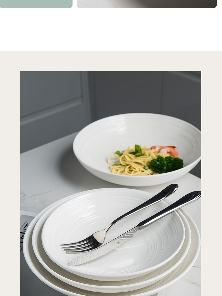 European contracted white ceramic plate plate creative household vegetable salad to western soup plate deep dish
