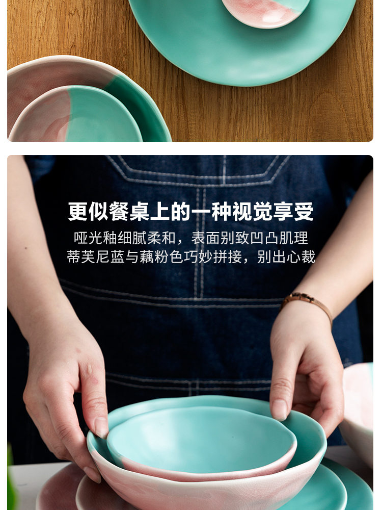 The dishes suit household inferior smooth ceramic tableware dishes continental ice to crack The blue bowl dish dish fruit bowl west pot dish