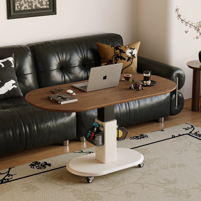 Solid Wood Adjustable Height Coffee Table and Dining Table Two-In-One, Mobile Folding Desk and Tea Table, Multifunctional Small Apartment Tea Table Solid Wood Adjustable Height Coffee Table and Dining Table Two-In-One, Mobile Folding Desk and Tea Table, Multifunctional Small Apartment Tea Table