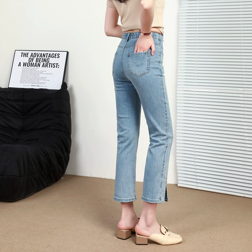 Весенние летние джинсы, тонкие эластичные штаны, большой размер, по фигуре, подходит для полных девушек