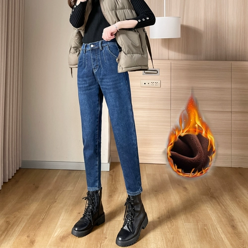 Флисовые штаны, демисезонные джинсы, черные цветные леггинсы, большой размер, высокая талия, увеличенная толщина