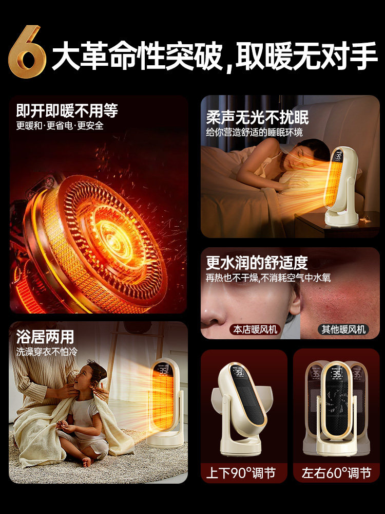 [Warm the Whole House]2025 New Digital Display Heater Fast Heating Electric Heater for Home Energy-Saving Living Room Bathroom Bedroom Large Area Electric Heater Silent Small Heating Stove Winter Essential