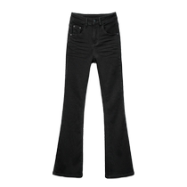 High-waisted flared jeans for women horse hoof pants 2024 autumn and winter plus velvet stretchy slim fit petite bootcut pants