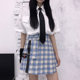 ສິ້ນແບບ Harajuku ສໍາລັບແມ່ຍິງພາກຮຽນ spring ແລະ summer ບວກກັບຂະຫນາດແອວສູງກະເປົ໋າກະເປົ໋າໂດຍລວມ skirt irregular pleated skirt ສັ້ນ hakama
