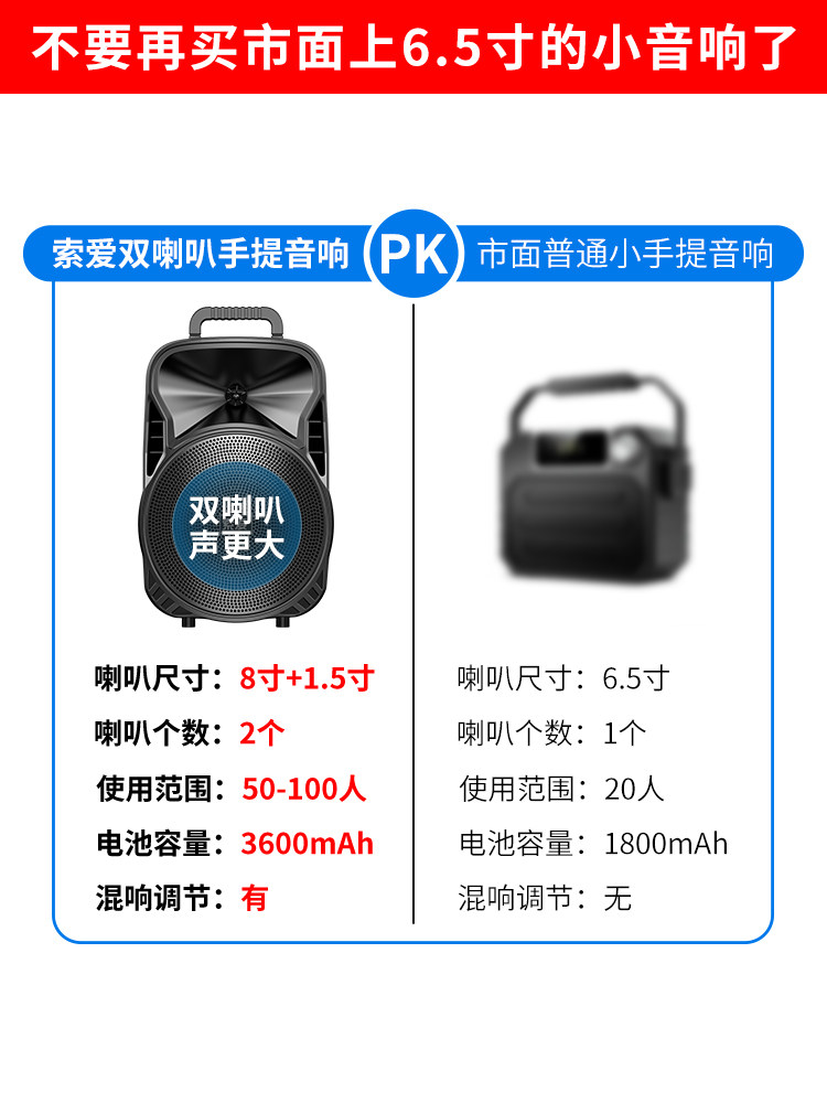 [High Volume Dual Speakers]Sony Ericsson Square Dance Speaker Home Portable Karaoke Performance Outdoor Speaker