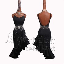 New Latin dance practice dress performance clothes performance clothes big fish bone skirt black suspenders