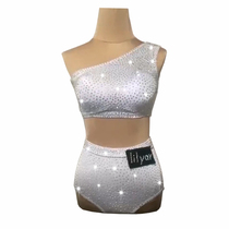 Ports dances performance clothes female bars new sexy shiny white split high-waisted shorts