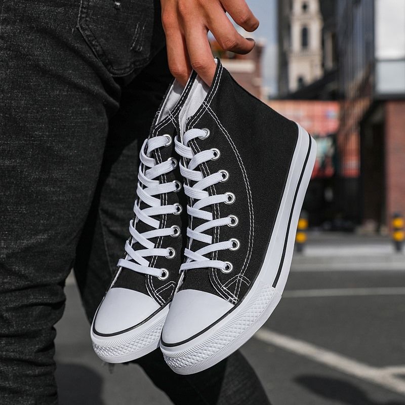 2026 Spring New High-Top Canvas Shoes for Men, Korean Style Versatile Casual Trendy Shoes, Student Cloth Shoes, High-Top Trendy Sneakers 2026 Spring New High-Top Canvas Shoes for Men, Korean Style Versatile Casual Trendy Shoes, Student Cloth Shoes, High-Top Trendy Sneakers