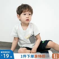 Gollum diary Childrens T-shirt Boys cotton top Baby breathable light short-sleeved childrens solid color base shirt
