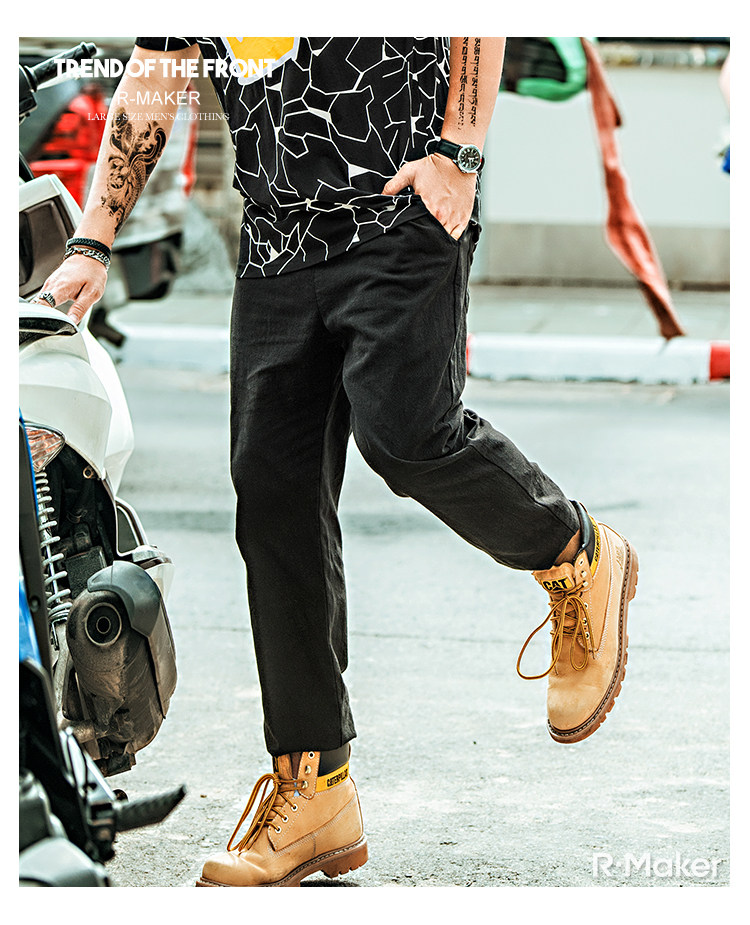 韩都衣舍旗下 Rmaker 暗码 棉麻 加肥加大码 男式宽松休闲裤 天猫优惠券折后￥79包邮（￥129-50）2XL-5XL尺码可选