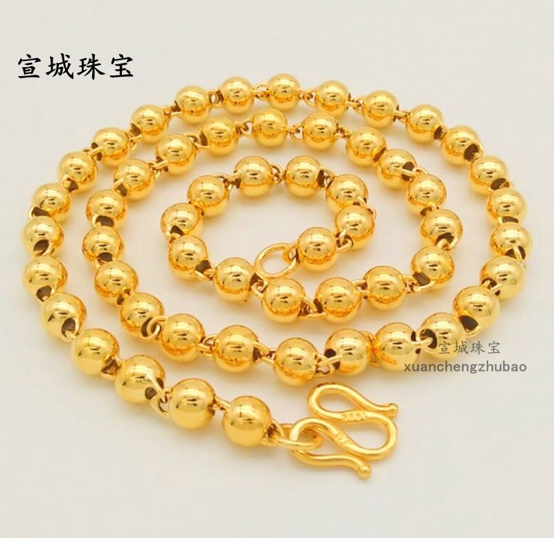 Authentic Vietnamese sarkin necklace male glossy round pearl 999 not to drop color ornament man 18k gold Buddha pearl jewelry coarse 