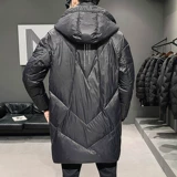 Мужской трендовый удерживающий тепло демисезонный пуховик, длинная универсальная толстовка с капюшоном, коллекция 2021, в корейском стиле, увеличенная толщина