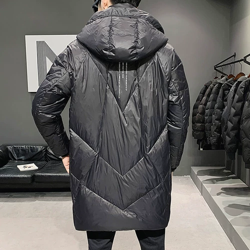 Мужской трендовый удерживающий тепло демисезонный пуховик, длинная универсальная толстовка с капюшоном, коллекция 2021, в корейском стиле, увеличенная толщина