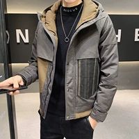 Мужской короткий пуховик, трендовая удерживающая тепло толстовка с капюшоном, увеличенная толщина, 2021 года