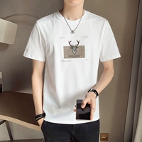 Летняя базовая приятная телу футболка с коротким рукавом с круглым воротником для школьников и студентов, коллекция 2021, с вышивкой