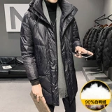 Мужской трендовый удерживающий тепло демисезонный пуховик, длинная универсальная толстовка с капюшоном, коллекция 2021, в корейском стиле, увеличенная толщина